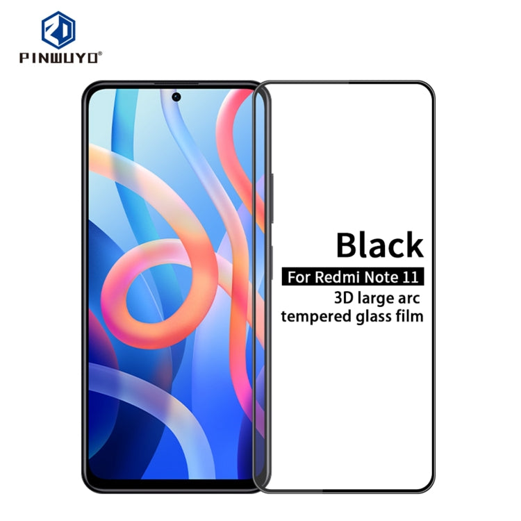 PINWUYO 9H 3D Curved Full Screen Explosion-proof Tempered Glass Film, For Xiaomi Redmi Note 11, For Xiaomi Redmi Note 11 Pro