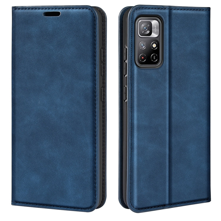 Dark blue leather folio phone case with front cover and back camera cutout