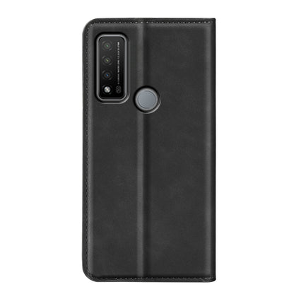 Black leather-style phone case with camera cutout and round magnetic holder