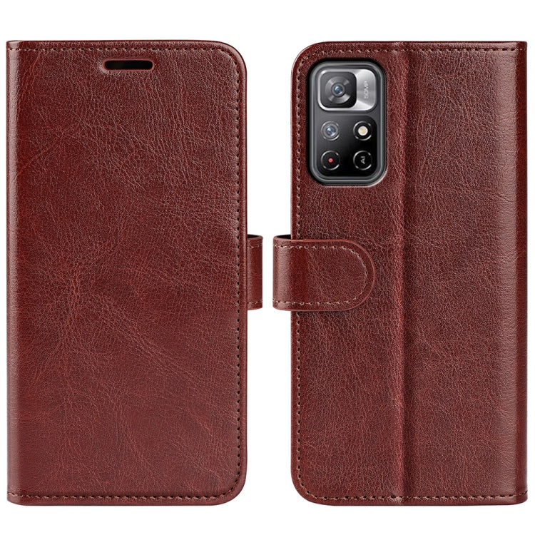 Brown leather-style flip phone case with card slots for Xiaomi Redmi Note 11