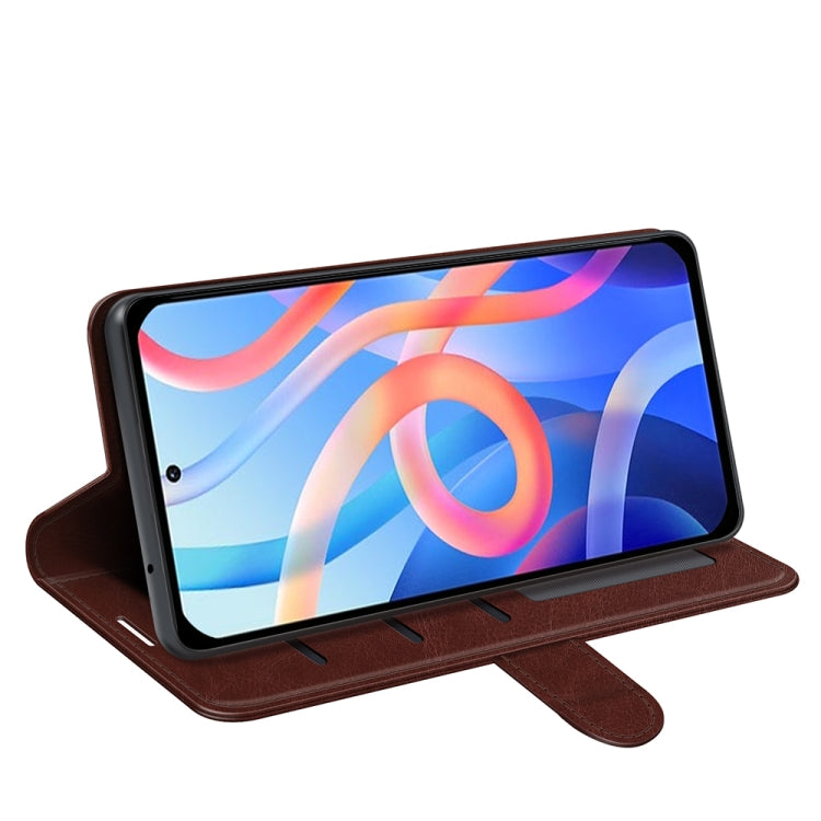 Brown folio case opened as a stand for viewing, for Xiaomi Redmi Note 11