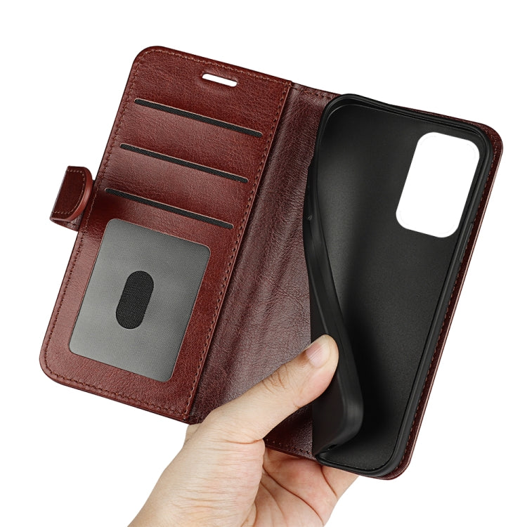 Brown leather-style flip case interior with card pocket, held in hand for Xiaomi Redmi Note 11