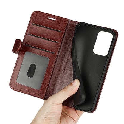 Brown leather-style flip case interior with card pocket, held in hand for Xiaomi Redmi Note 11