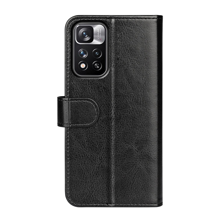 Black textured leather-style folio flip case for Xiaomi Redmi Note 11 Pro with camera cutout.