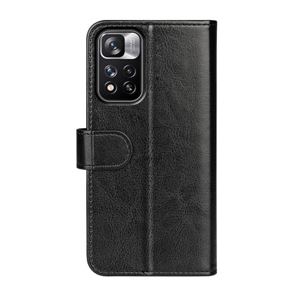 Black textured leather-style folio flip case for Xiaomi Redmi Note 11 Pro with camera cutout.