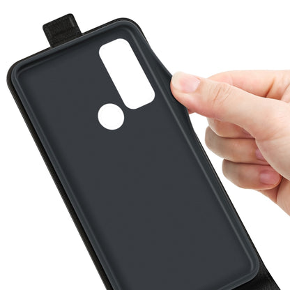 Black leather flip case front flap with large cutouts for display and camera area