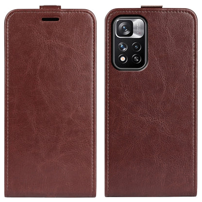 Brown textured leather flip phone case with camera cutout and cover flap