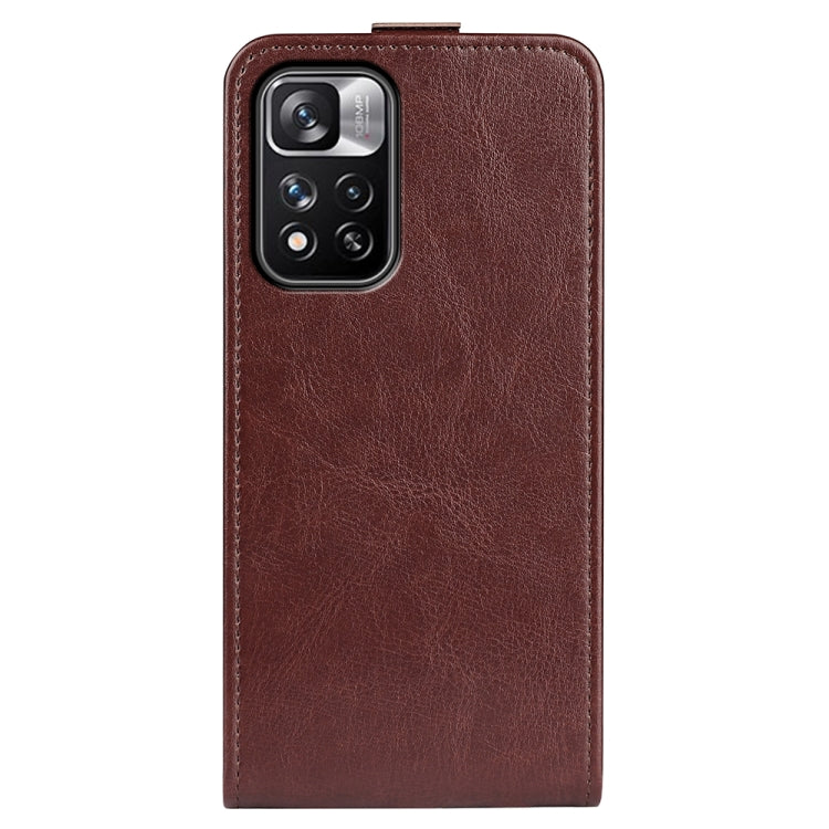 Brown textured leather flip phone case back with camera cutout