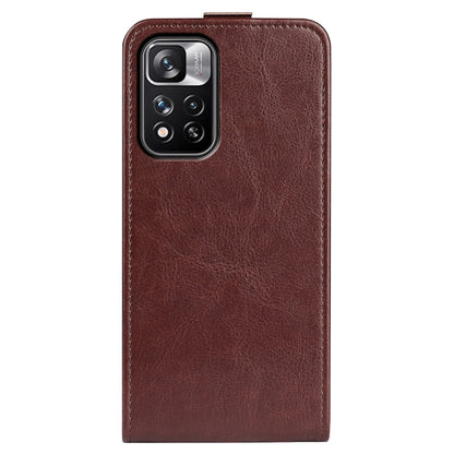 Brown textured leather flip phone case back with camera cutout