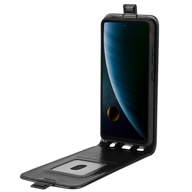Black open flip wallet case with card slot and screen cover flap.