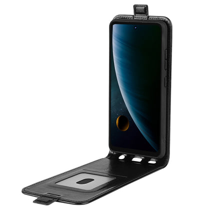Black open flip wallet case with card slot and screen cover flap.