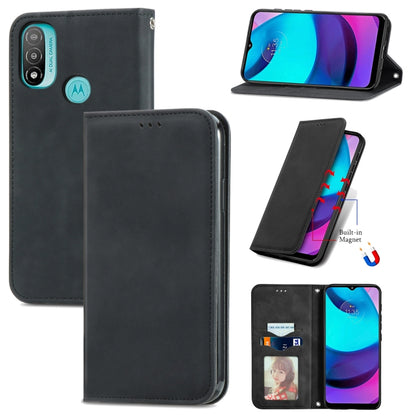 Black magnetic leather flip phone case with card slots and photo holder window