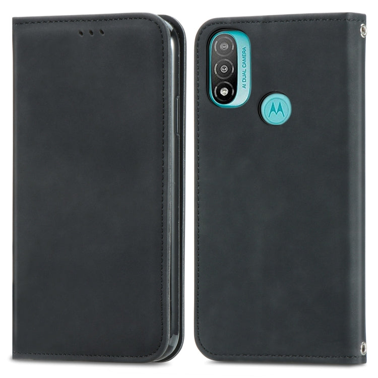 Black leather flip phone case with stitched edges, camera cutout, and magnetic closure