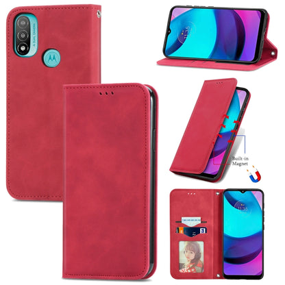 Red magnetic leather flip phone case with card slots and photo holder window