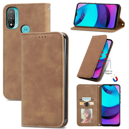 Brown magnetic leather flip phone case with card slots and photo holder window