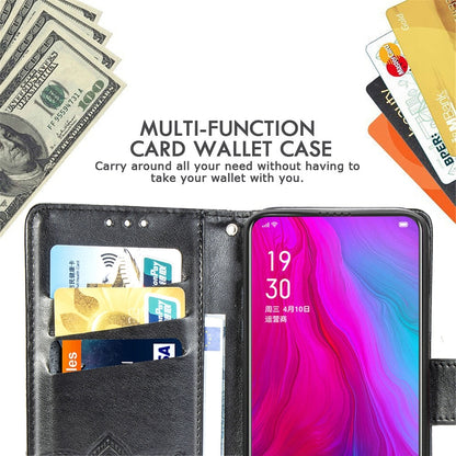 Black flip phone wallet case with card slots and inner holder for a phone