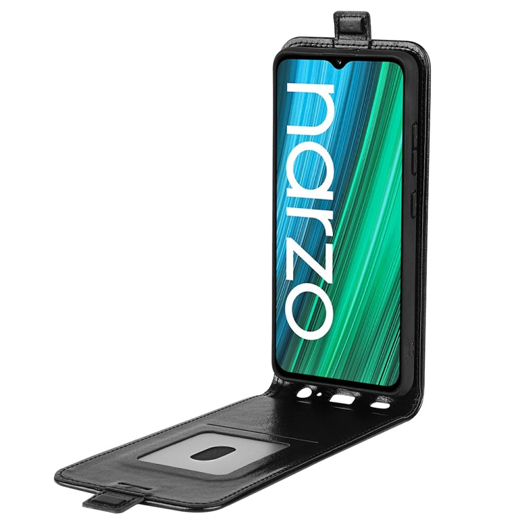 Black vertical flip leather phone case with card pocket and open front viewing