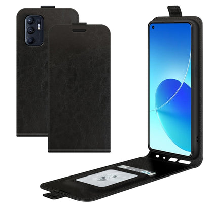 Black folio phone case open with card slots and photo frame, screen facing forward.