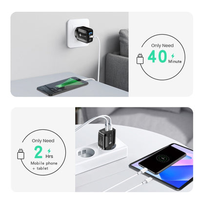 PD25W USB-C / Type-C + QC3.0 USB Dual Ports Fast Charger with USB to Micro USB Data Cable, UK Plug, UK Plug + USB to Micro USB Cable