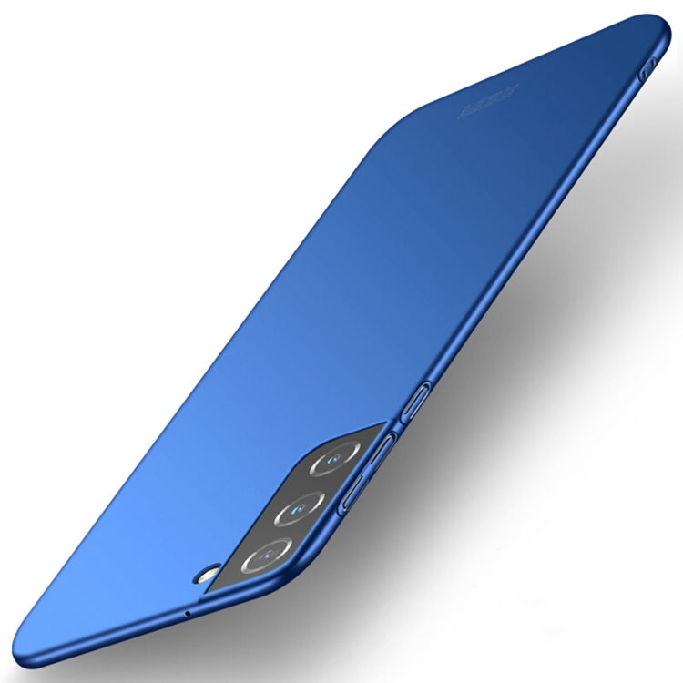 Blue frosted ultra-thin hard phone case with camera cutout and side button openings