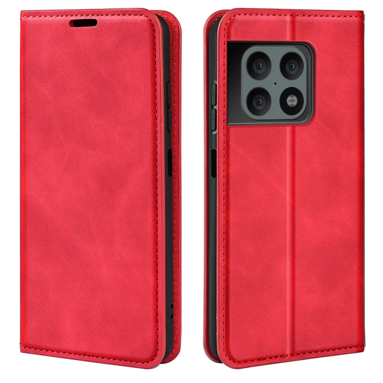 Red leather-style wallet phone case with flip cover and camera cutout