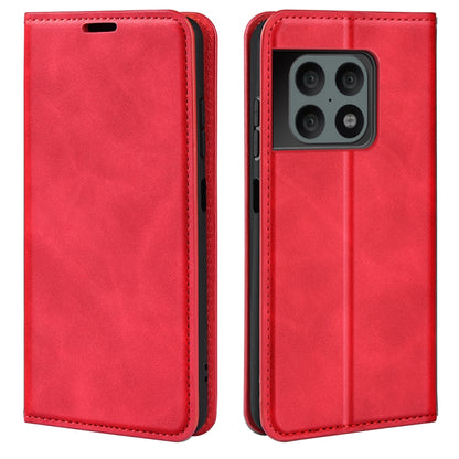 Red leather-style wallet phone case with flip cover and camera cutout