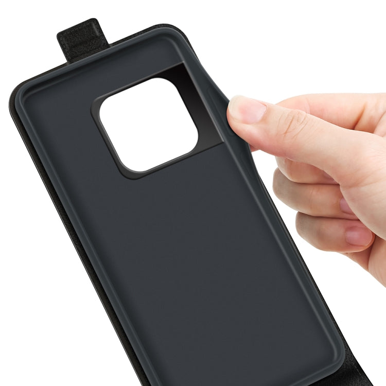 Black leather-style phone case cover with raised camera opening and flip flap