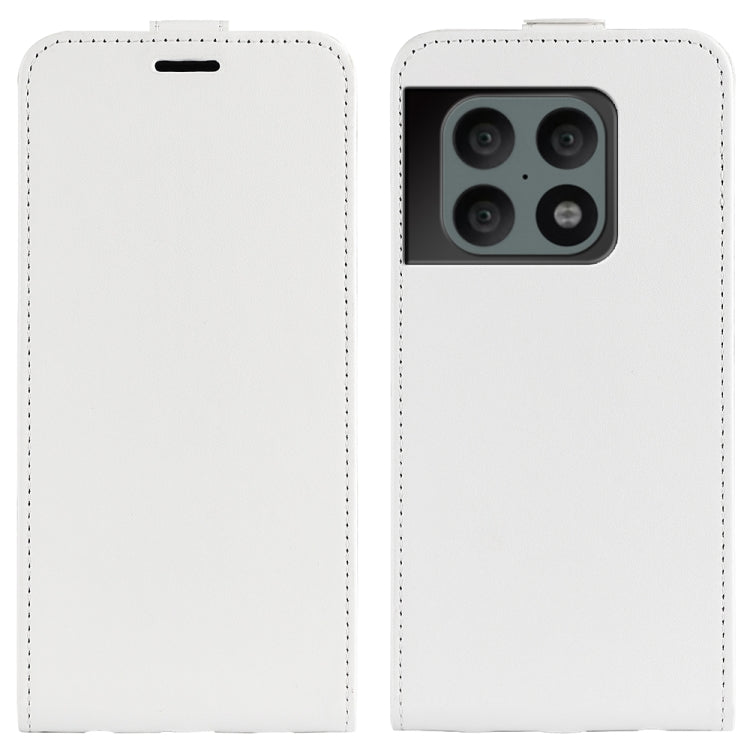White textured leather flip phone case with camera cutout for OnePlus 10 Pro 5G