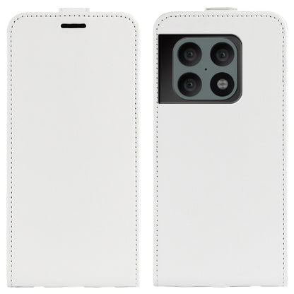 White textured leather flip phone case with camera cutout for OnePlus 10 Pro 5G
