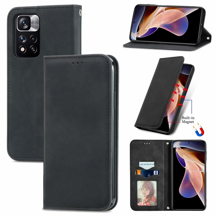 Black magnetic flip leather phone case with card slot and stand view