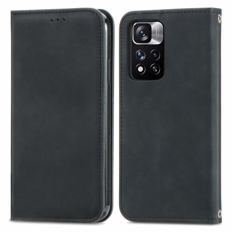 Black magnetic flip leather case with camera cutout and smooth front cover