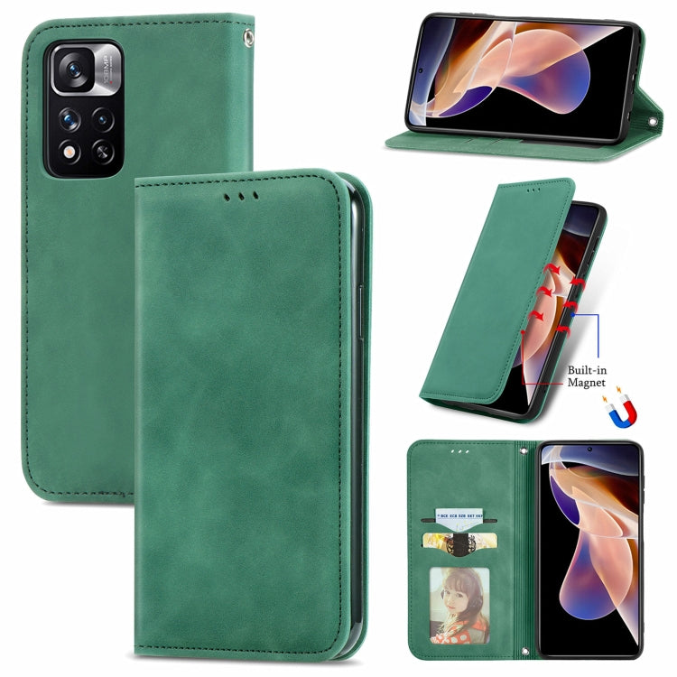 Green magnetic flip leather phone case with card slot and kickstand view