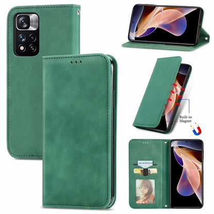 Green magnetic flip leather phone case with card slot and kickstand view