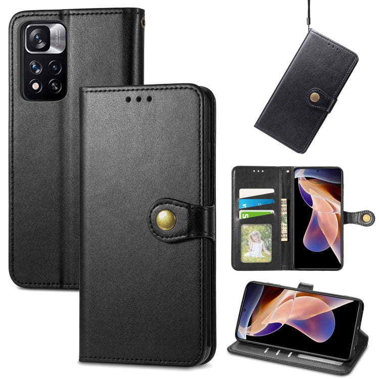 Retro Solid Color Buckle Leather Phone Case, For Xiaomi Redmi Note 11 Pro, For Xiaomi Redmi Note 11S / Note 11 4G Global