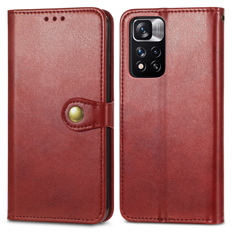 Retro Solid Color Buckle Leather Phone Case, For Xiaomi Redmi Note 11 Pro, For Xiaomi Redmi Note 11S / Note 11 4G Global