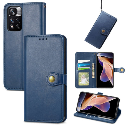 Retro Solid Color Buckle Leather Phone Case, For Xiaomi Redmi Note 11 Pro, For Xiaomi Redmi Note 11S / Note 11 4G Global