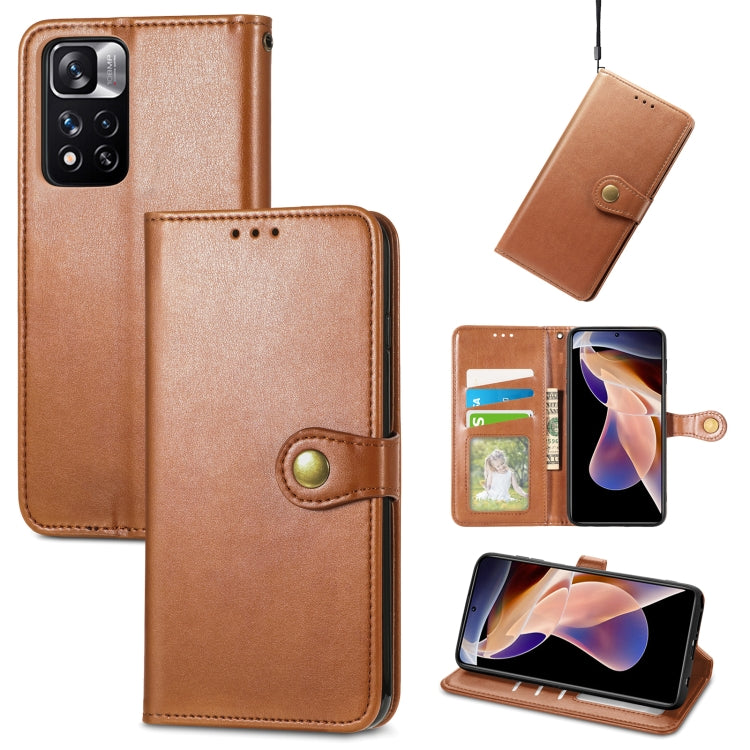 Retro Solid Color Buckle Leather Phone Case, For Xiaomi Redmi Note 11 Pro, For Xiaomi Redmi Note 11S / Note 11 4G Global