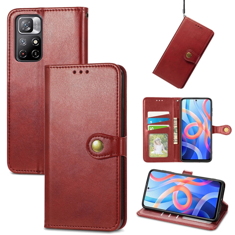 Retro Solid Color Buckle Leather Phone Case, For Xiaomi Redmi Note 11 Pro, For Xiaomi Redmi Note 11S / Note 11 4G Global