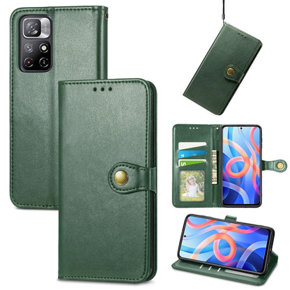 Retro Solid Color Buckle Leather Phone Case, For Xiaomi Redmi Note 11 Pro, For Xiaomi Redmi Note 11S / Note 11 4G Global