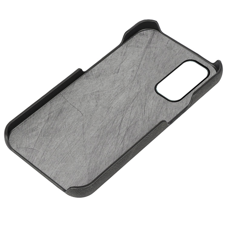 Gray PU phone case back cover with camera and side cutouts for OnePlus Nord 2 5G