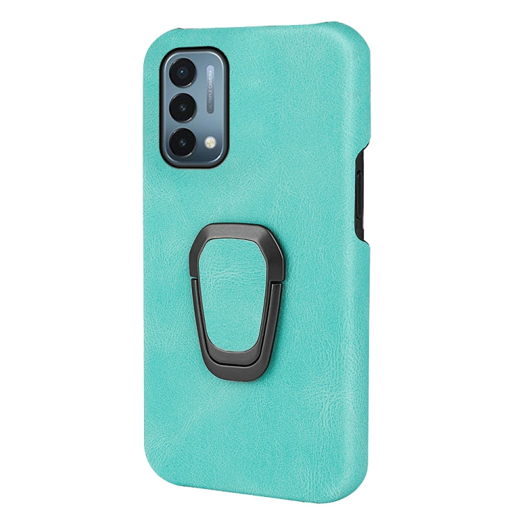 Mint green PU phone case with ring holder, rear view for OnePlus Nord N200 5G