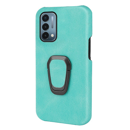 Mint green PU phone case with ring holder, rear view for OnePlus Nord N200 5G