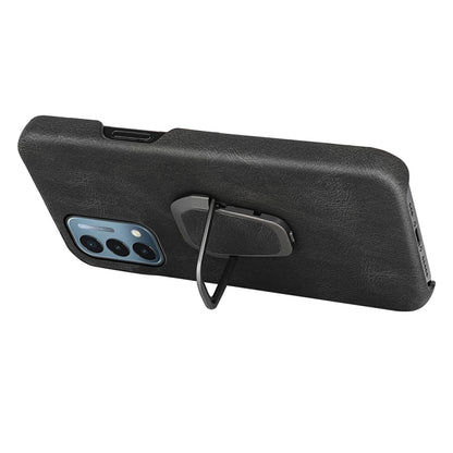 Black PU phone case with ring holder, side view for OnePlus Nord N200 5G