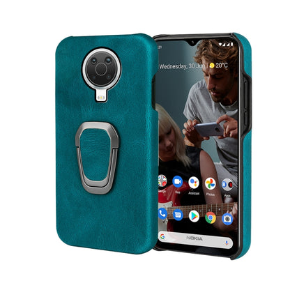 Teal PU phone case for Nokia G20 with ring holder, textured finish and camera opening