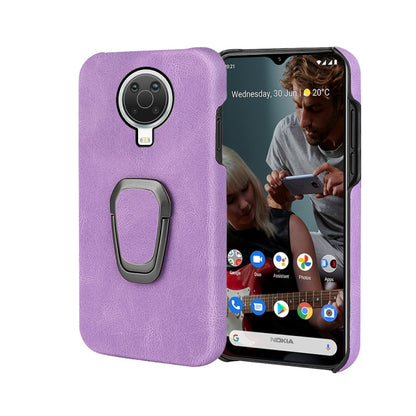 Purple PU phone case for Nokia G20 with ring holder, textured back and camera cutout