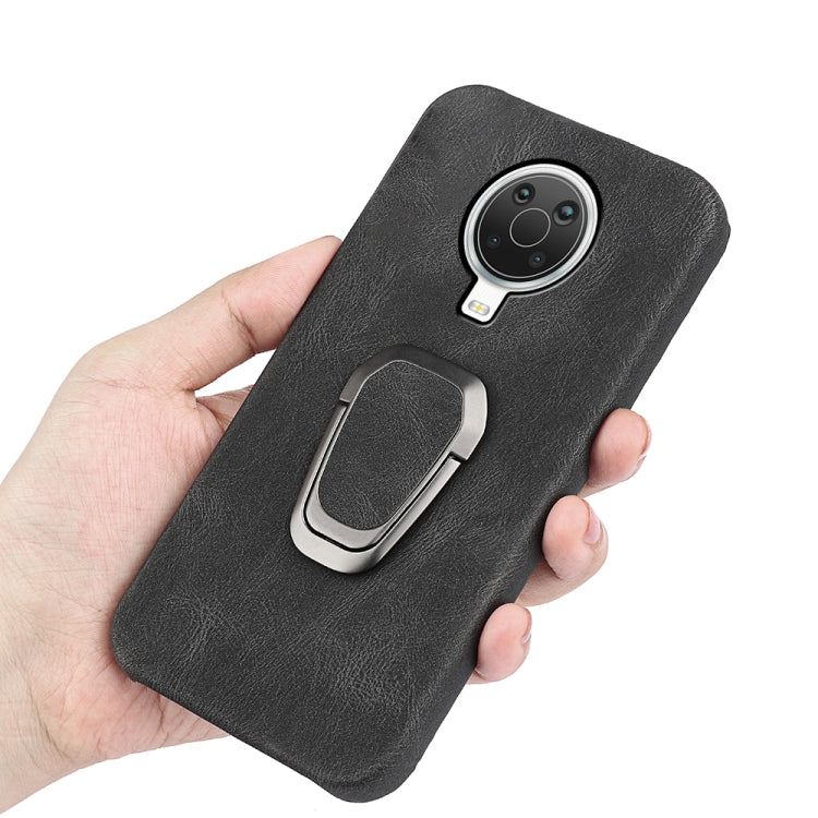 Textured PU phone case with ring stand, for Nokia G20, black with camera cutout