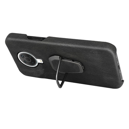 Slim PU phone case for Nokia G20 with ring stand, black textured leather look