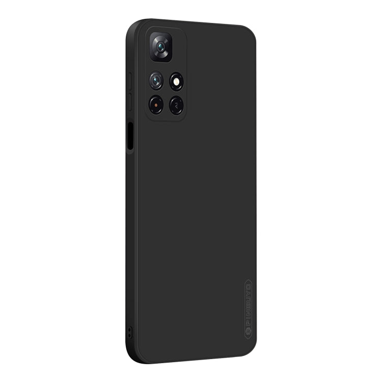 Black liquid silicone TPU phone case with raised camera cutouts and side buttons