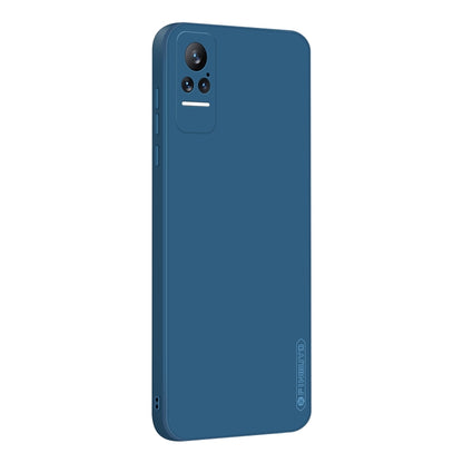 Liquid silicone TPU phone case, blue with camera module cutout and port openings