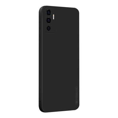 Liquid silicone TPU phone case, dark black with camera lens cutouts and speaker opening